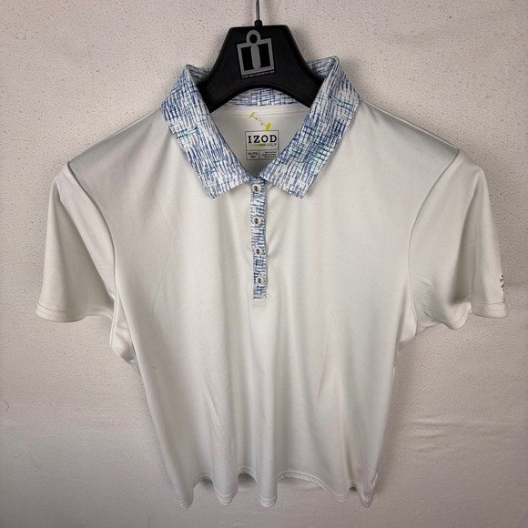 Izod Tops - IZOD Polo Shirt Womens XXL White Golf Short Sleeve Patterned Collar Performance